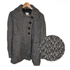 Guess SZ XL Womens Tweed Swing Double Breasted Wool Blend Pea Coat Winter Dressy